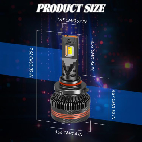 Lot de 2 ampoules LED pour phares de voiture, 60 W, 8 000 lm, 6 000 K, télécommande tricolore, 9005 SH04011333-09